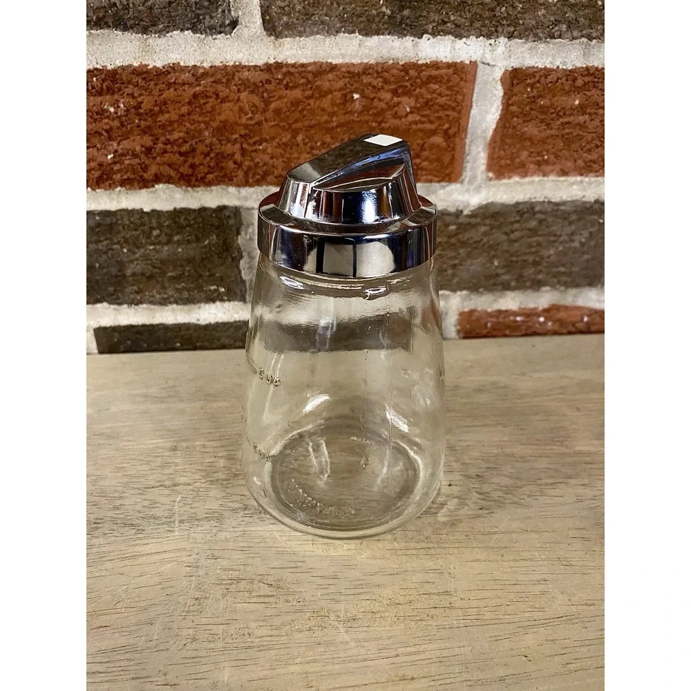 Sugar Dispenser Federal Housewares Clear Glass Measurements On Side Of Glass VTG